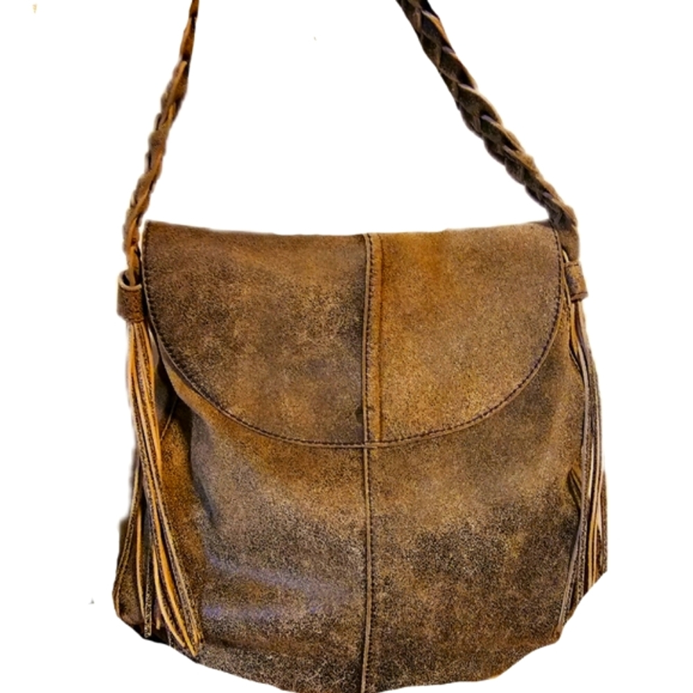 PASION ARGENTINA Dist. Olive Brn Tassel Satchel LG. Handbag